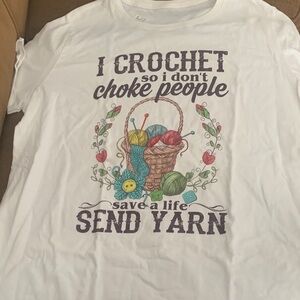 Gildan White T-Shirt with Crochet Graphic